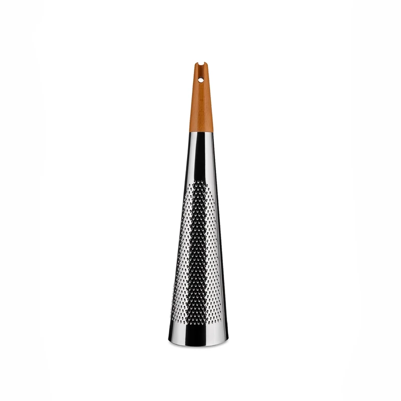 Alessi RS08 Todo - Giant Cheese and Nutmeg Grater in Steel and Wood, Mirror Polished