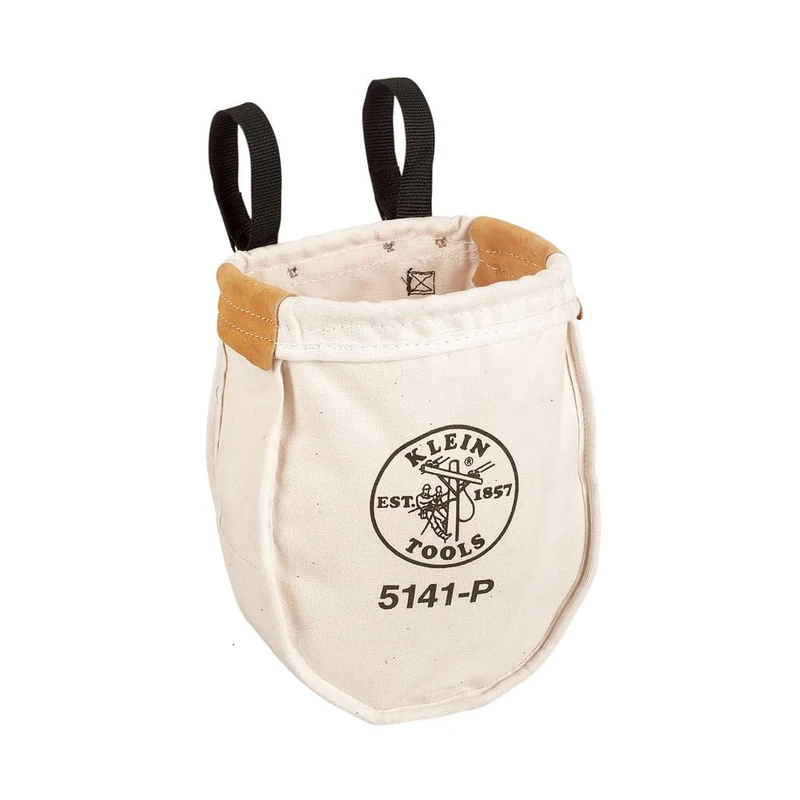 Klein Tools 5141P Heavy Tool Bag, No. 8 Canvas Utility Bag, Reinforced with Tough Tanned Leather, Loop Belt Connection