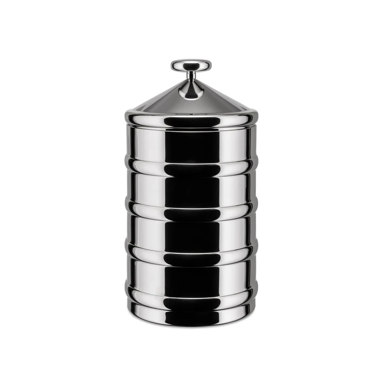 Alessi Kalistò 3 CB03 - Kitchen box in 18/10 Stainless Steel with Knob in Aluminium, 114 cl