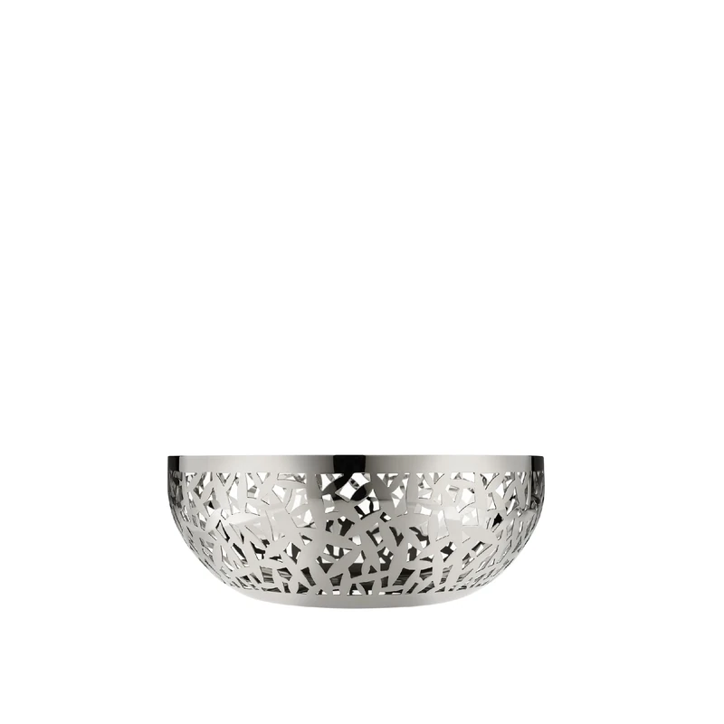 Alessi Cactus Decorated Fruit Bowl, 18/10 Stainless Steel, Mirror Polished, 21 cm
