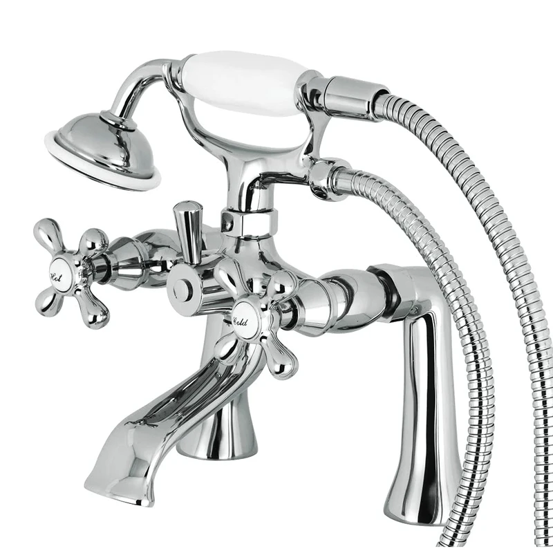 Kingston Brass KS268C Victorian 7-Inch Deck Mount Tub and Shower Faucet, Polished Chrome