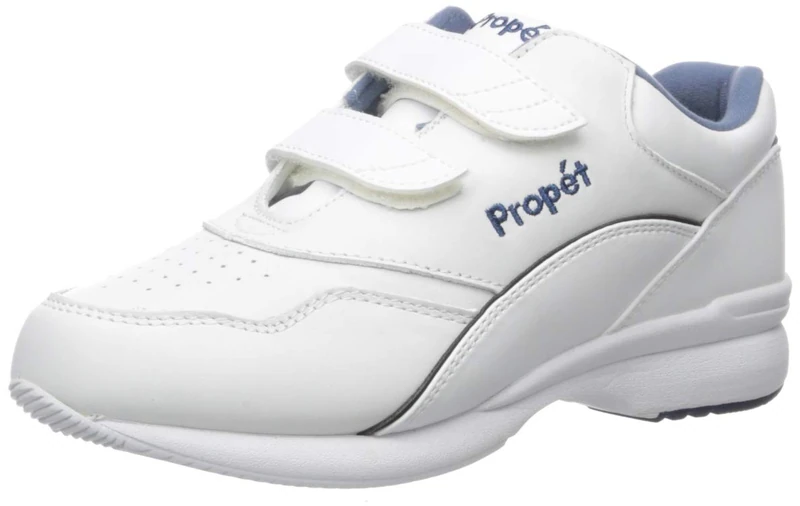 Propet Women's Tour Walker Strap Sneaker, White/Blue, 9 W (D)