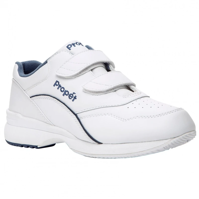 Propét Women's Tour Walker Strap Sneaker, White/Blue, 4 UK