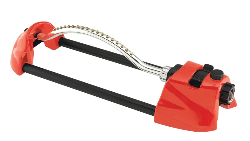 DRAMM 15001 ColorStorm Premium Metal Oscillating Sprinkler with Brass Nozzle Jets, Red
