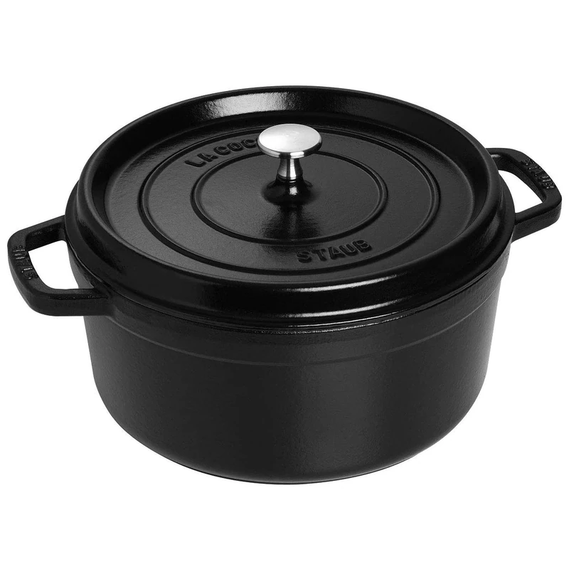 STAUB Cast Iron Roaster/Cocotte, Round, 24 cm, 3.8 L, Black
