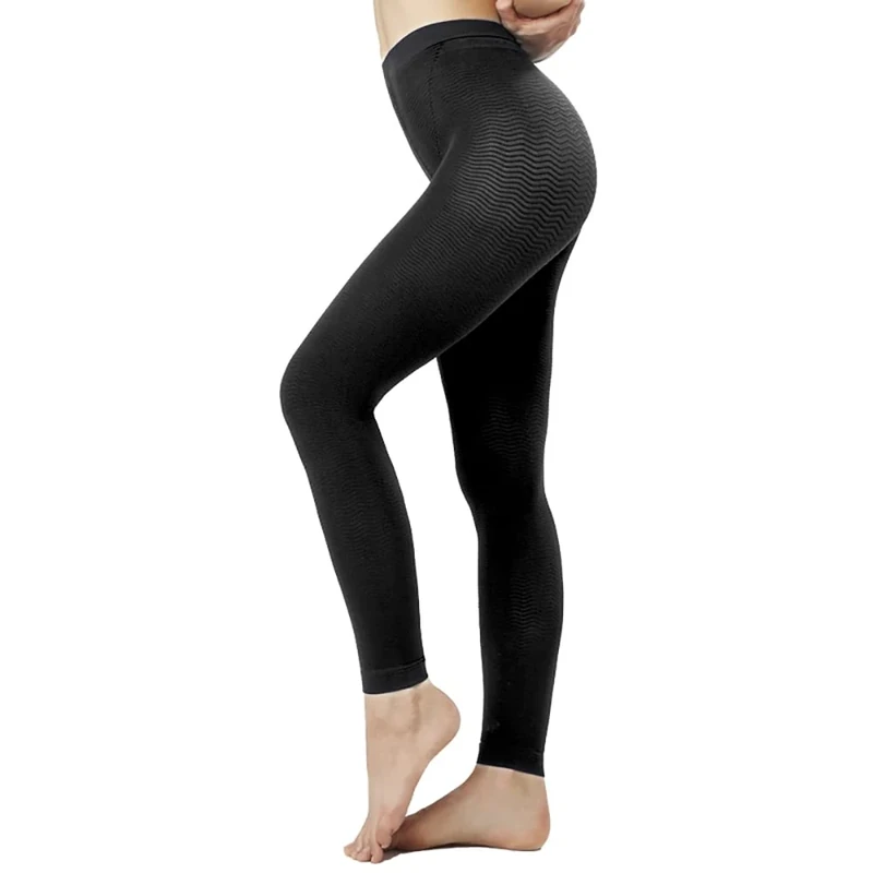 SOLIDEA Leggings for Women Silver Wave Long | Compression Gym Leggings (Black, 16)