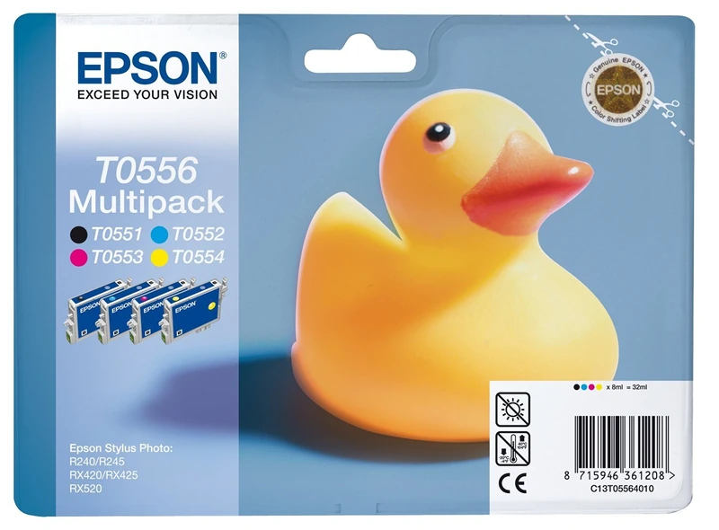 Epson T055640 original multipack comprising T0551 black T0552 cyan blue T0553 magenta red T0554 yellow for Stylus Photo R240/RX420/RX520