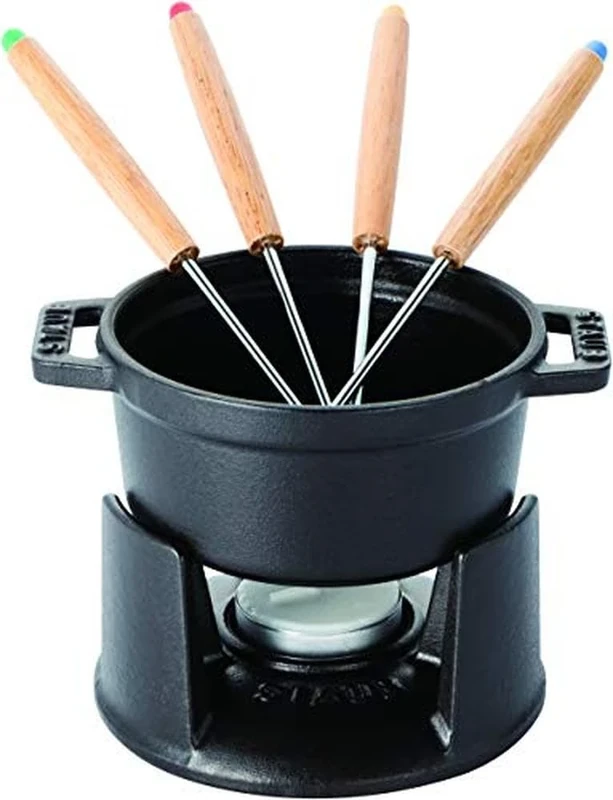STAUB Cast Iron Mini Fondue Set, Black, 10 cm