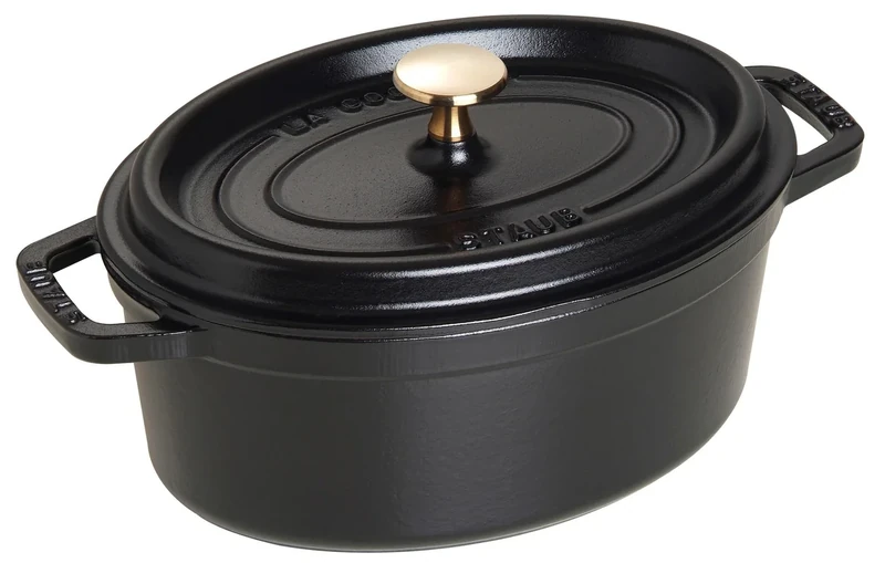 Staub Cast Iron Roaster/Cocotte, Oval 23 cm, 2.35 L, Black