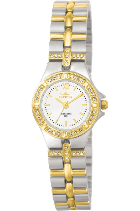 Invicta Wildflower 0133 Women's Watch - Waterproof - Analogue - Quartz Movement - stainless steel with white dial - 22mm