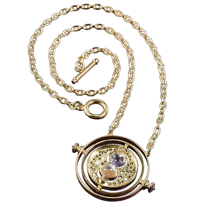 The Noble Collection Hermione’s Time Turner 24K Plated - 1.4in (3.5cm) Includes 18" Chain & Display Box - Harry Potter Film Set Movie Props