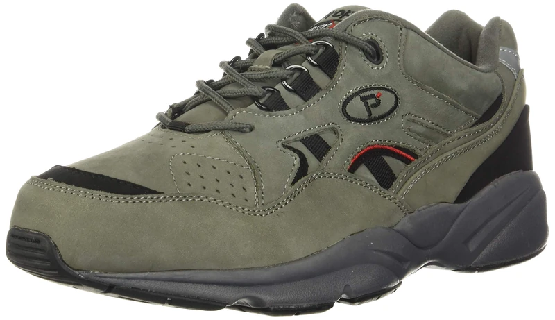 Propét Men's Stability Walker Sneaker, Grey/Black Nubuck, 10 X-Wide