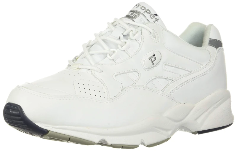 Propét Men's Stability Walker Sneaker, White, 11 3E US