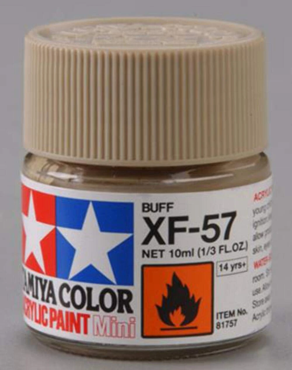 Tamiya Mini XF-57 Flat Buff Acrylic Paint 10ml Bottle 81757