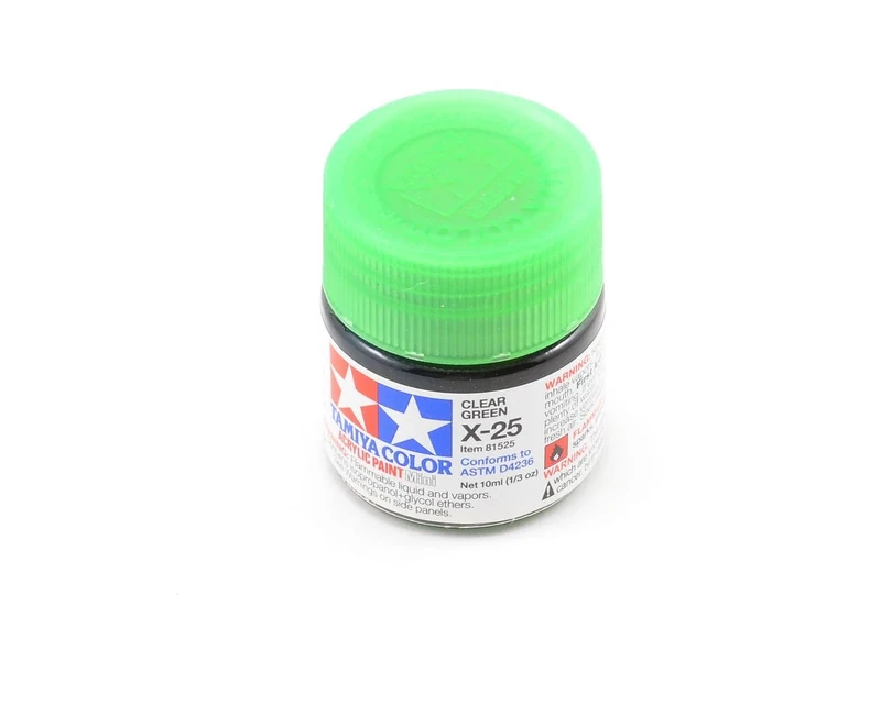 Tamiya 10ml Clear Green Acrylic Paint - X-25 Model Paint