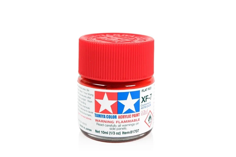 Tamiya 81707 – Mini Acrylic Paint, Matte Red 10 ml Bottle, XF-7