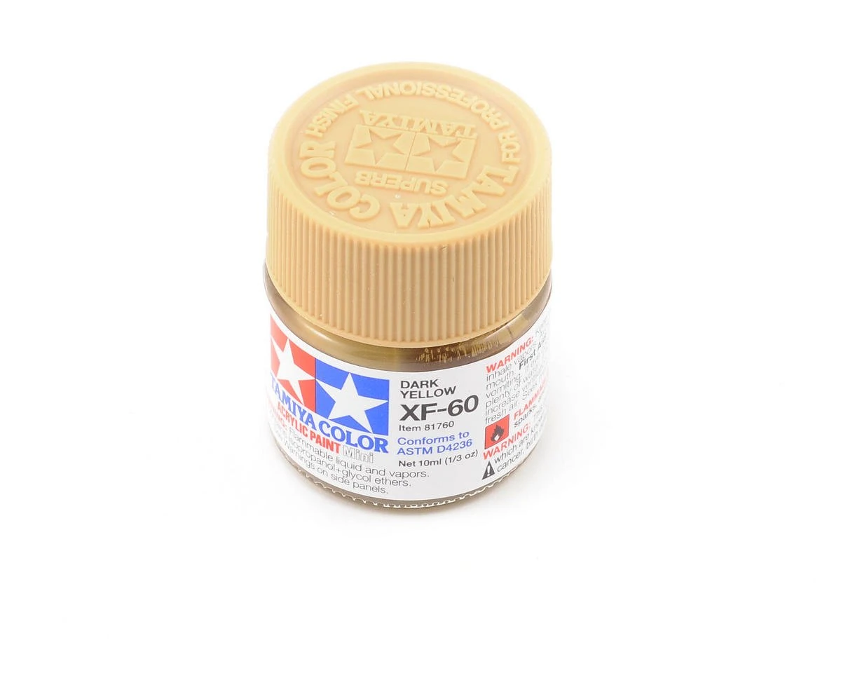 Tamiya 81760 – Acrylic Paint Mini, Matte Dark Yellow, 10 ml Bottle, XF-60