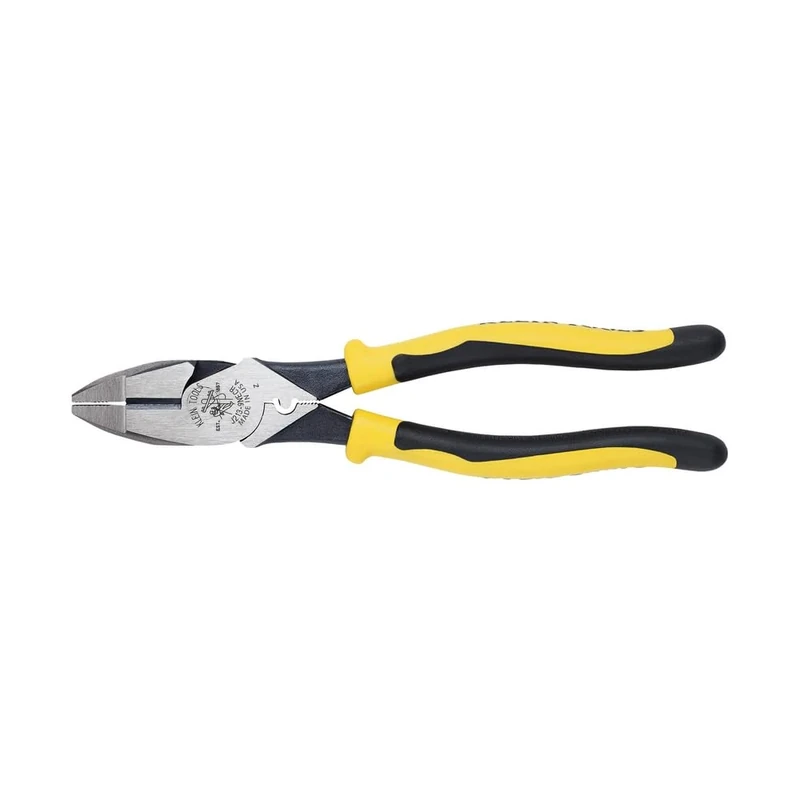 Klein Tools J213-9NECR Jouneyman Pliers Connector Crimp Side, with High-Leverage Design Featuring Crimping Die Behind Hinge, 9-Inch