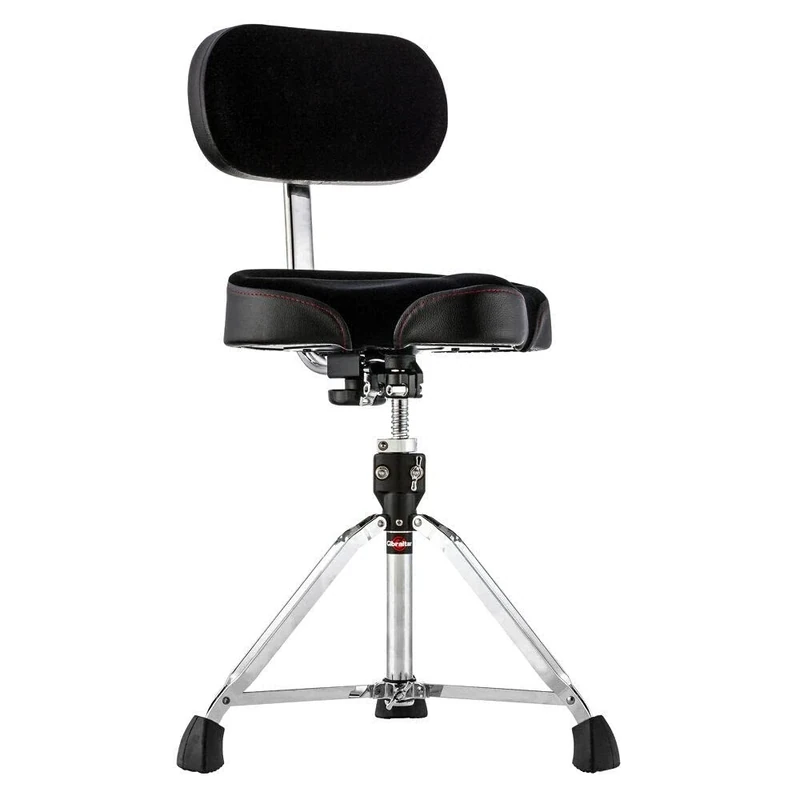 Gibraltar Drum Stool, Drum Stool 9000 Series Moto Saddle with Backrest Pro Series, 9608MB (Diameter: 42cm, Vinyl Seat, Super Lock, Double Braced Base, 'Super Foot' Rubber Feet)