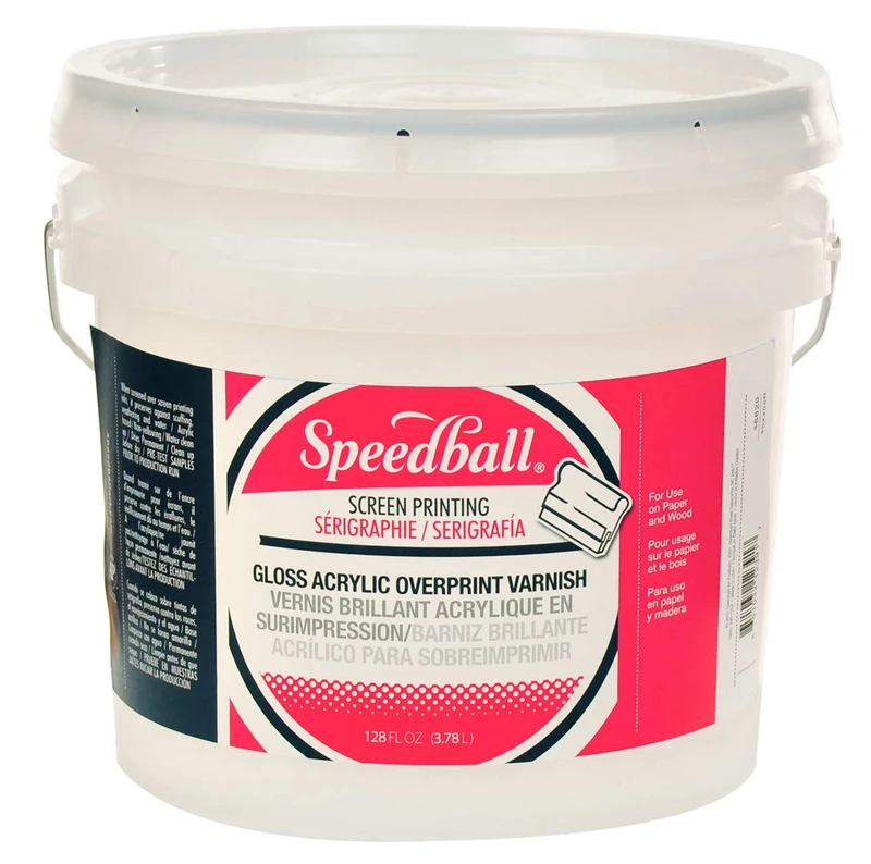 Speedball Gallon Gloss Overprint Acrylic-Based Varnish Medium, Screen Printing, Waterproof, Water-Based Print Making Supplies, For Art And Crafts