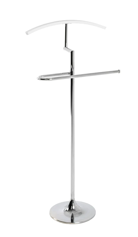HAKU Möbel Men'S Valet Chrome, White, Solid Wood, Metal - Size: W 47 cm X H 109 cm X D 23 cm, Style: Modern