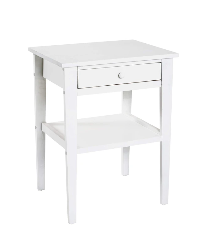 HAKU Möbel End Table White, Solid Wood - Size: W 46 cm X H 60 cm X D 35 cm, Style: Traditional