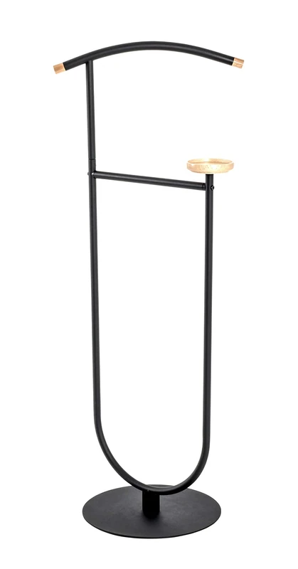 HAKU Möbel Men'S Valet Beech, Black, Solid Wood, Metal - Size: W 45 cm X H 115 cm X D 34 cm, Style: Modern