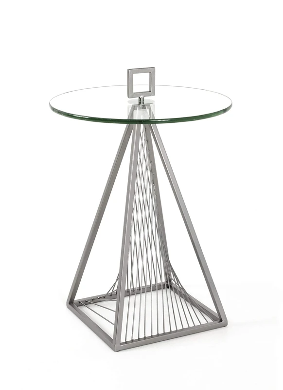 HAKU Möbel End Table Grey, Metal, Tempered Glass 10 mm - Size: H 57 cm X Ø 45 cm, Style: Art Deco
