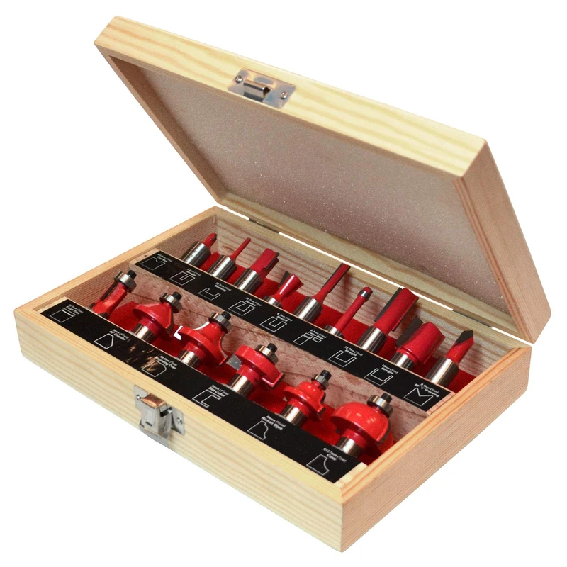 Faithfull FAIRBS15 1/2 Inch TC Router Bit Set of 15 with Storage Case 1/2 Inch Shank