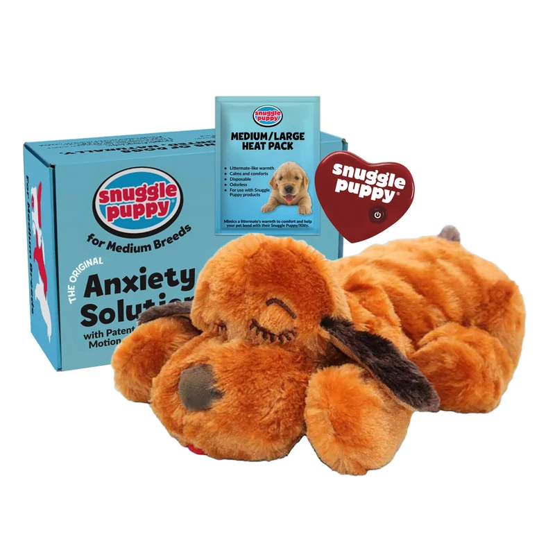 Snuggle Puppy Original Heartbeat Puppy Toy with Real-Feel Pulse and Heat Pack, Plush Comfort Dog Toy for Crate Training, First Nights, and Sleep