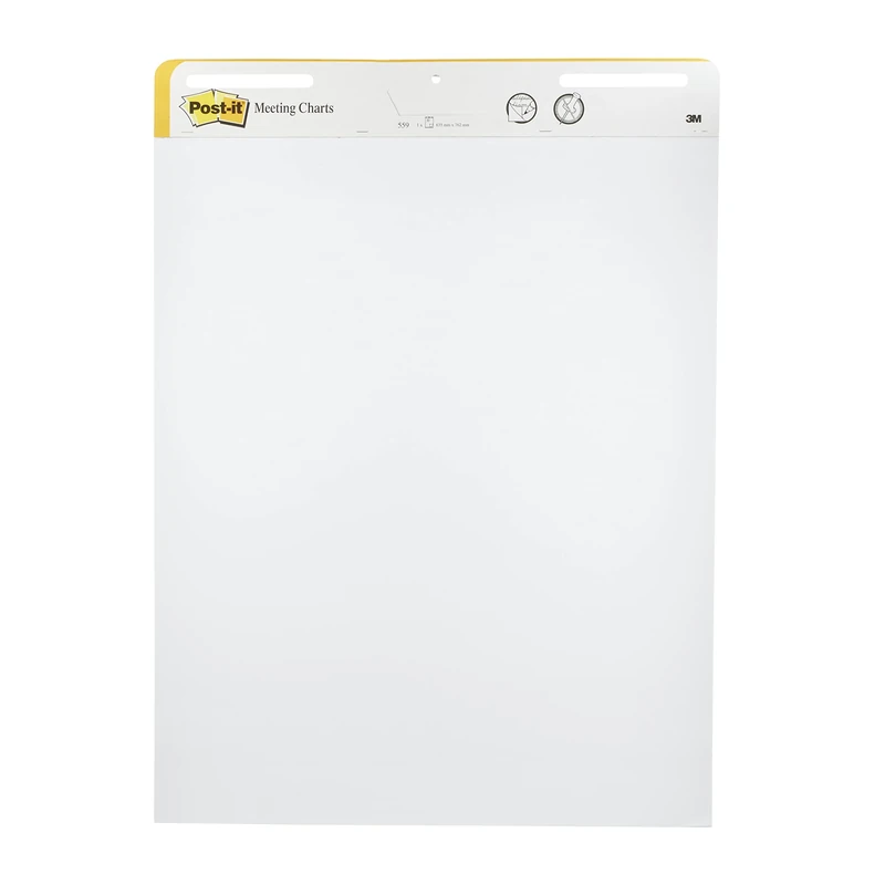 Post-it Super Sticky Meeting Charts, Pack of 1 Pad, with 30 Sheets,635 mm x 762 mm, White Color - for Brainstorming Anywhere and Keeping All Ideas Visible