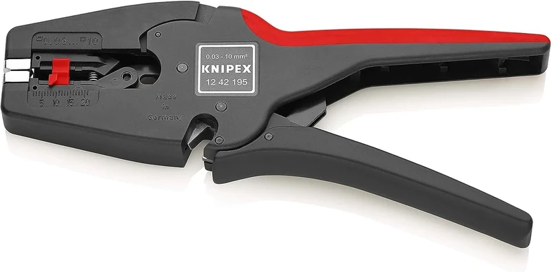 KNIPEX Multistrip10 Automatic Insulation Stripper, 0.03-10.0 mm², Adjustable Length Stop, Wire Stripper, Wire Stripping Tool, 12 42 195