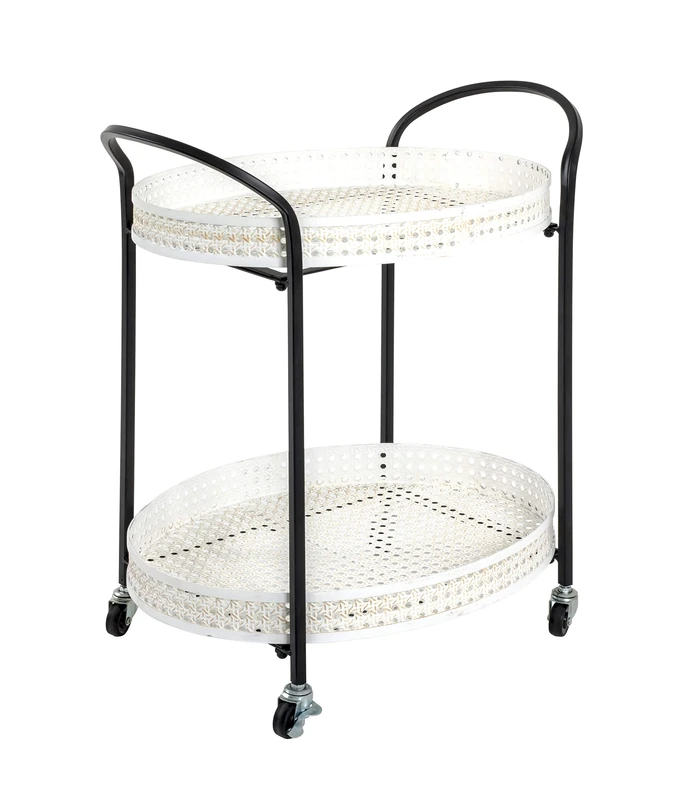 HAKU Möbel Trolley Cream, Black, Metal - Size: W 60 cm X H 70 cm X D 40 cm, Style: Art Deco