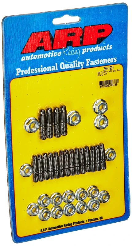 ARP 2341901 Oil Pan Stud Kit With Hex Nuts, Black Chrome Moly Steel, For Select Chevrolet Small Block Applications