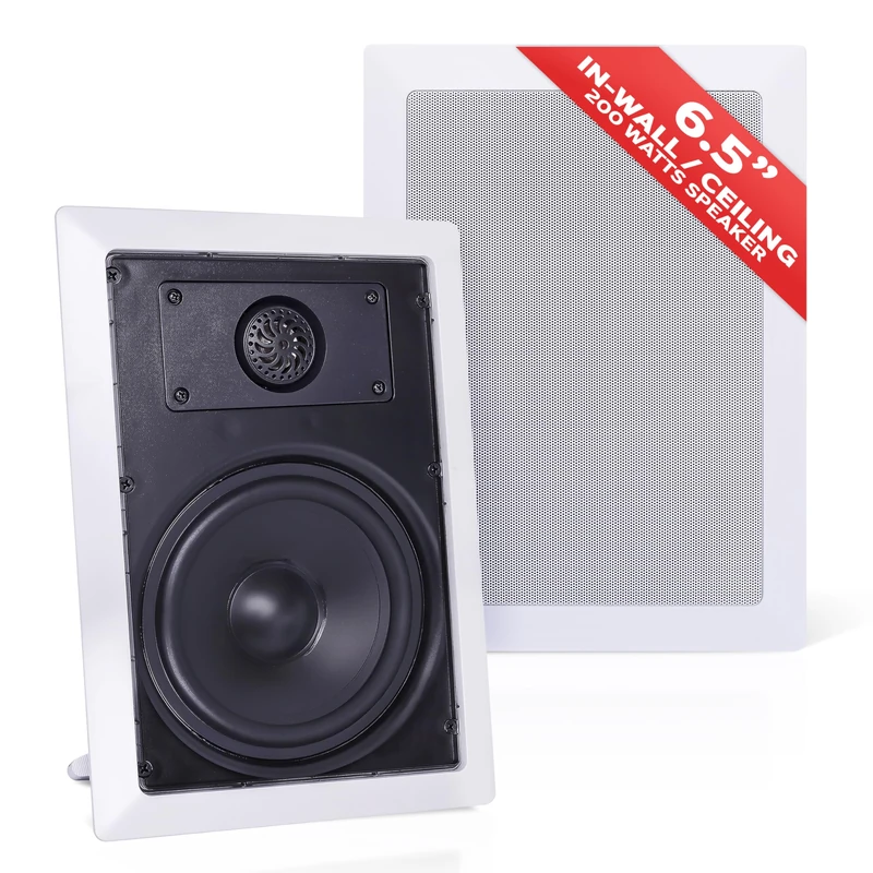 Pyle PDIW65 2 Way In-Wall/In-Ceiling 6.5-Inch Stereo Speaker - White - Image 1