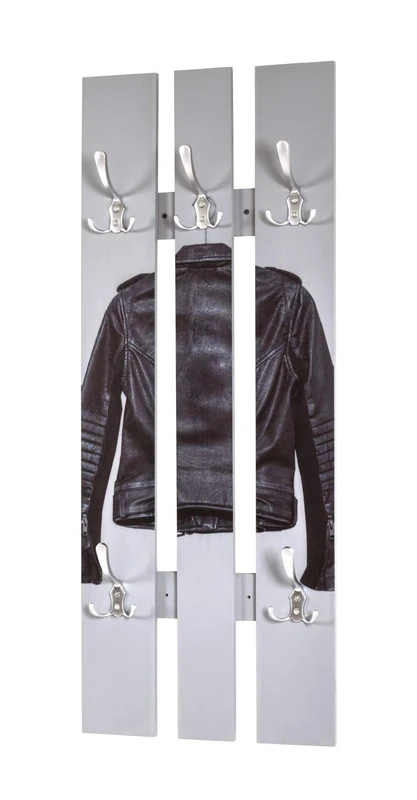 HAKU Möbel Wardrobe Stainless Steel Look, Motif, Aluminum, Mdf - Size: W 40 cm X H 100 cm X D 9 cm, Style: Modern