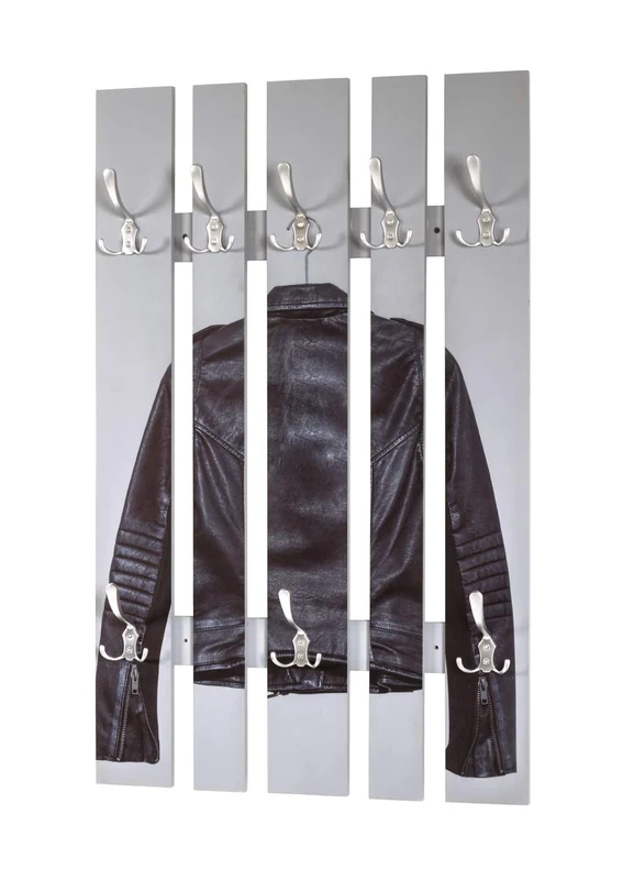 HAKU Möbel Wardrobe Stainless Steel Look, Motif, Aluminum, Mdf - Size: W 65 cm X H 100 cm X D 9 cm, Style: Modern