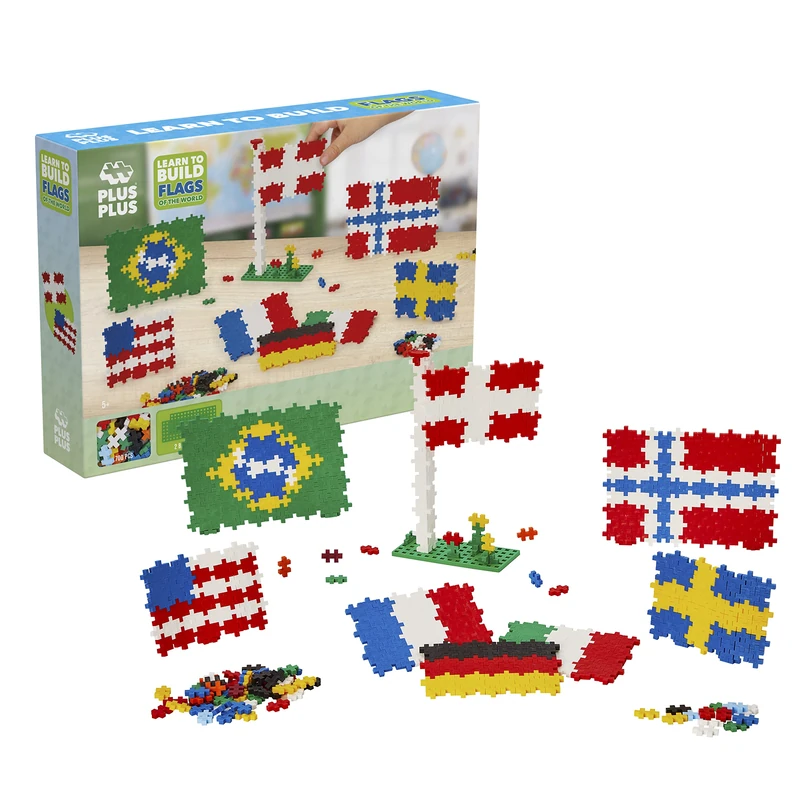 Plus-Plus 3932 Ingenious Construction Toy, Flags of All World, Creative Building Blocks, 700 Pieces
