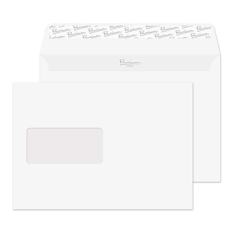 Blake Envelopes Premium Business 36708 Briefumschläge Haftklebung Mit Fenster Diamant Weiß Glättend C5 162 x 229 mm - 120g/m² | 500 Stück