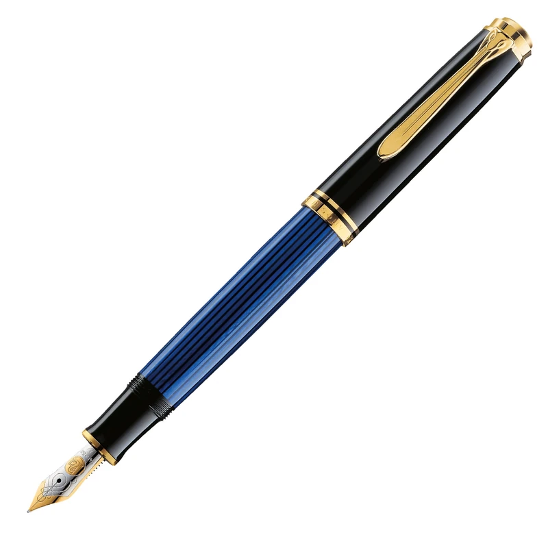 Pelikan Souverän 400 994939 Fountain Pen Black/Blue Nib F Fine High-Quality Piston Fountain Pen in Gift Case