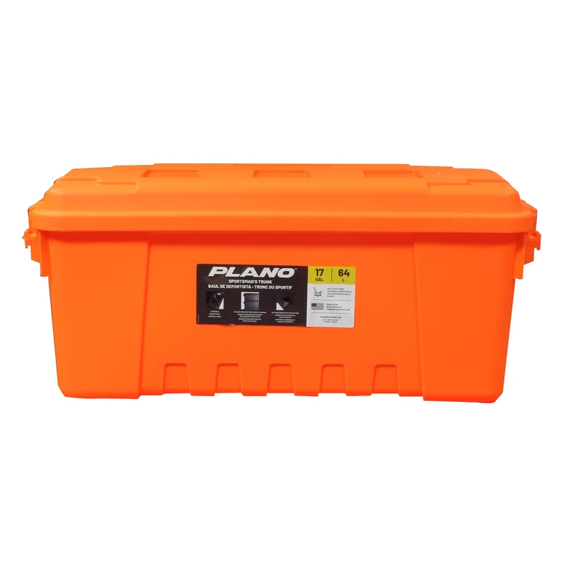 PLANO Sportsman's Trunk - Medium 64ltr,Blaze Orange, Military-Grade Storage Box with Lid, Heavy Duty, Large, Camping & Army Storage Trunks, Perfect for Hunting, Paintball, Airsoft or Home Storage