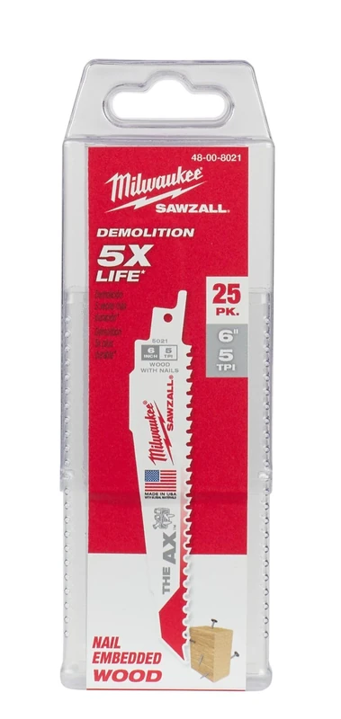 Milwaukee 48-00-8021 6 Inch Wooden Blades 25 Pieces