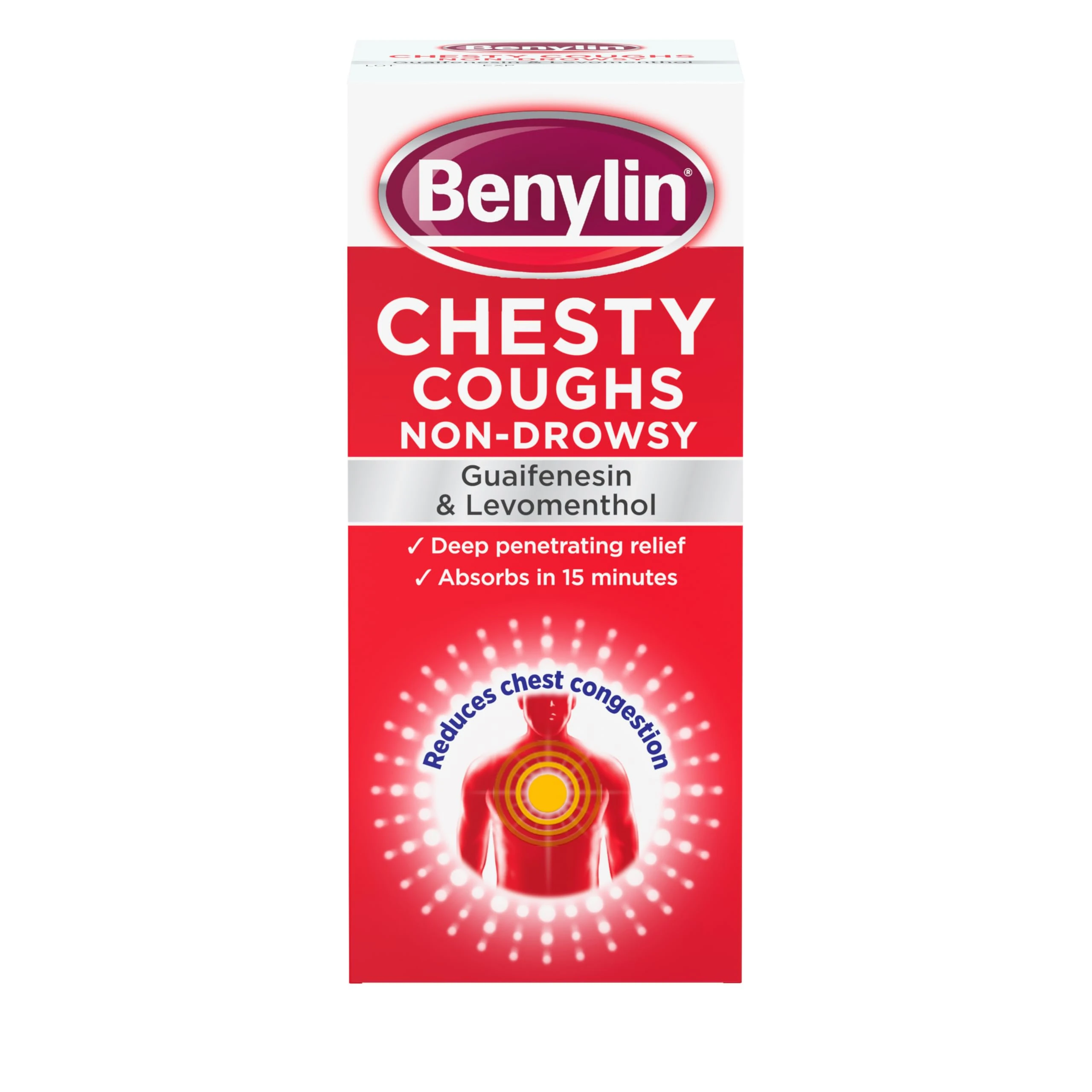 Benylin Chesty Coughs Non-Drowsy (1x 300ml), Cough Syrup for Deep Penetrating Relief, Fast Acting Soothing Syrup for Mucus Relief and Reduced Chest Congestion