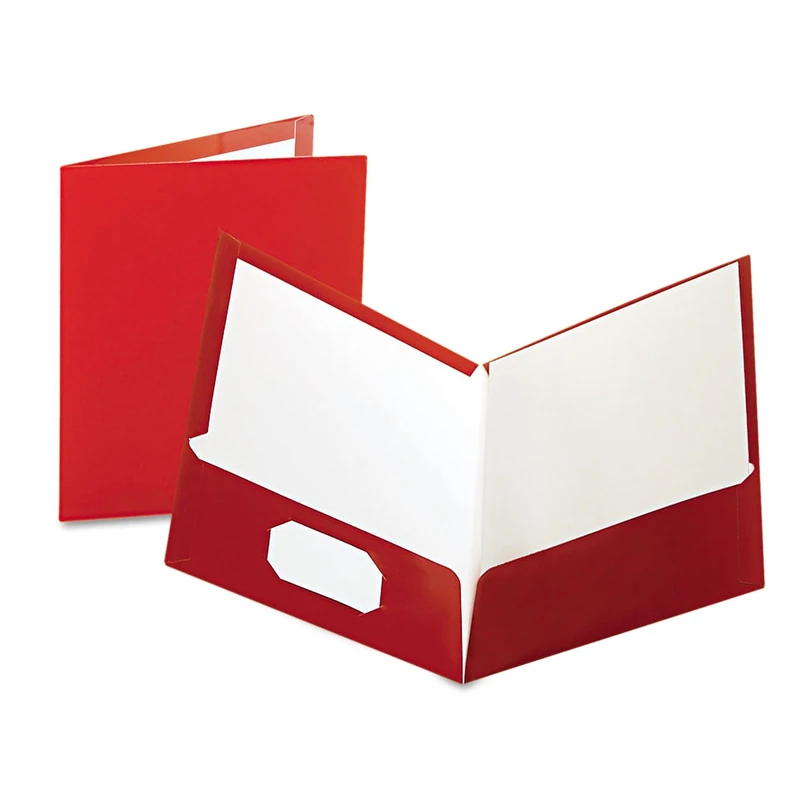 Oxford Laminated Twin-Pocket Folders, Letter Size, Crimson, Holds 100 Sheets, Box of 25 (51718)