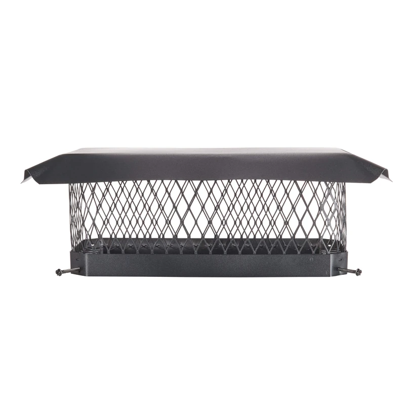 Shelter HY-C SC918 Bolt On Single Chimney Cover, Mesh Size 3/4", Fits Outside Existing Clay Flue Tile Dimensions 9" x 18", Black Galvanized Steel - Image 1