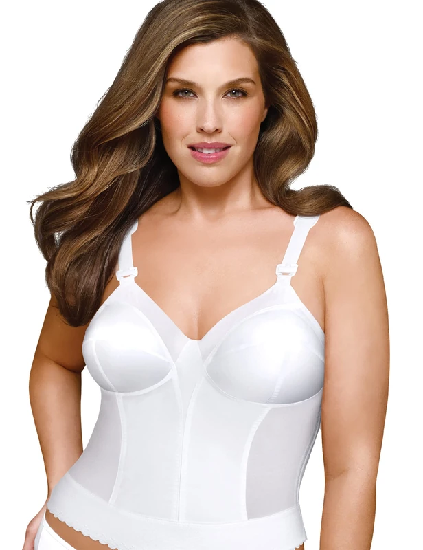 Exquisite Form Women's Back Close Longline Bra, Opaque, White, 46D