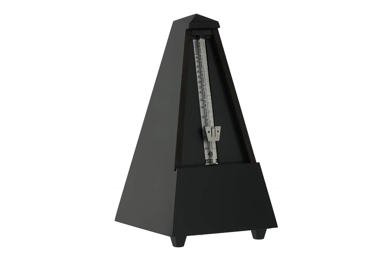 Wittner Metronome Taktell Pyramid Shape System Maelzel Series 800 - Solid wood casing - Without bell - Matte black - Mechanically wound - No batteries required - Made in Germany