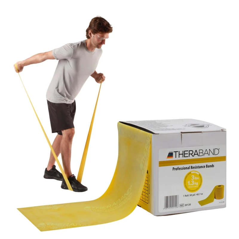 THERABAND Resistance Band Latex Roll – Stretch Bands for Exercise & Professional Physio, Exercise Band for Rehab, Pilates, Training & Mobility Recovery – 50 Yard Roll, (Thin, Level 1) – Yellow