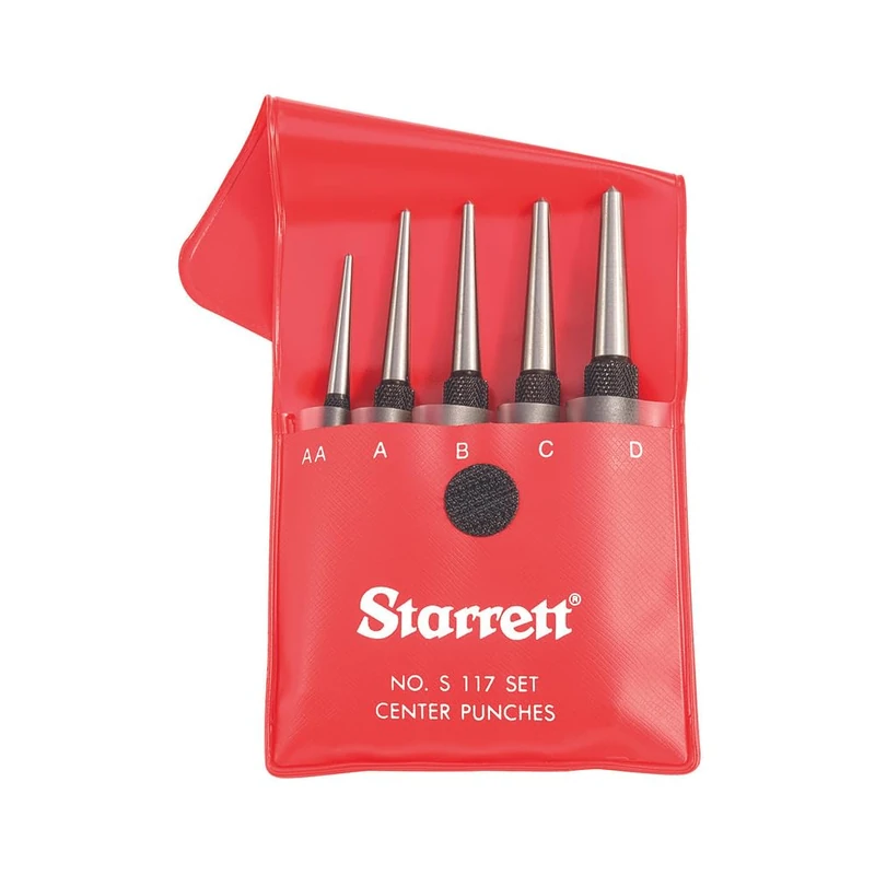 Starrett S117PC Centre Punches Set, 1/16", 5/64", 3/32", 1/8", 5/32" Diameters, In Plastic Case
