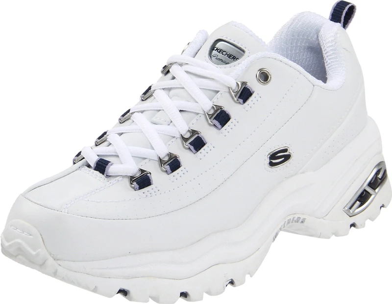 Skechers Sport Women's Premium Sneaker, White/Navy, 7.5 - Image 1